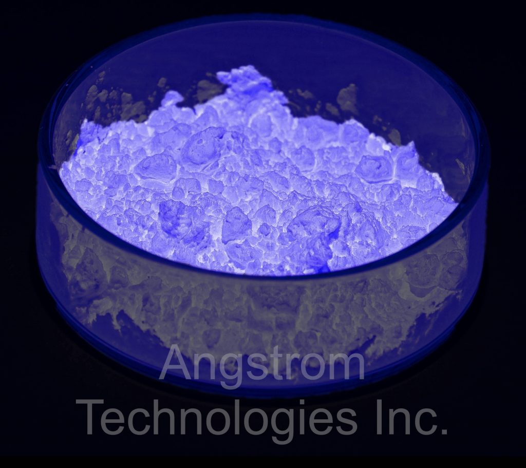 Fluorescent powder turning purple