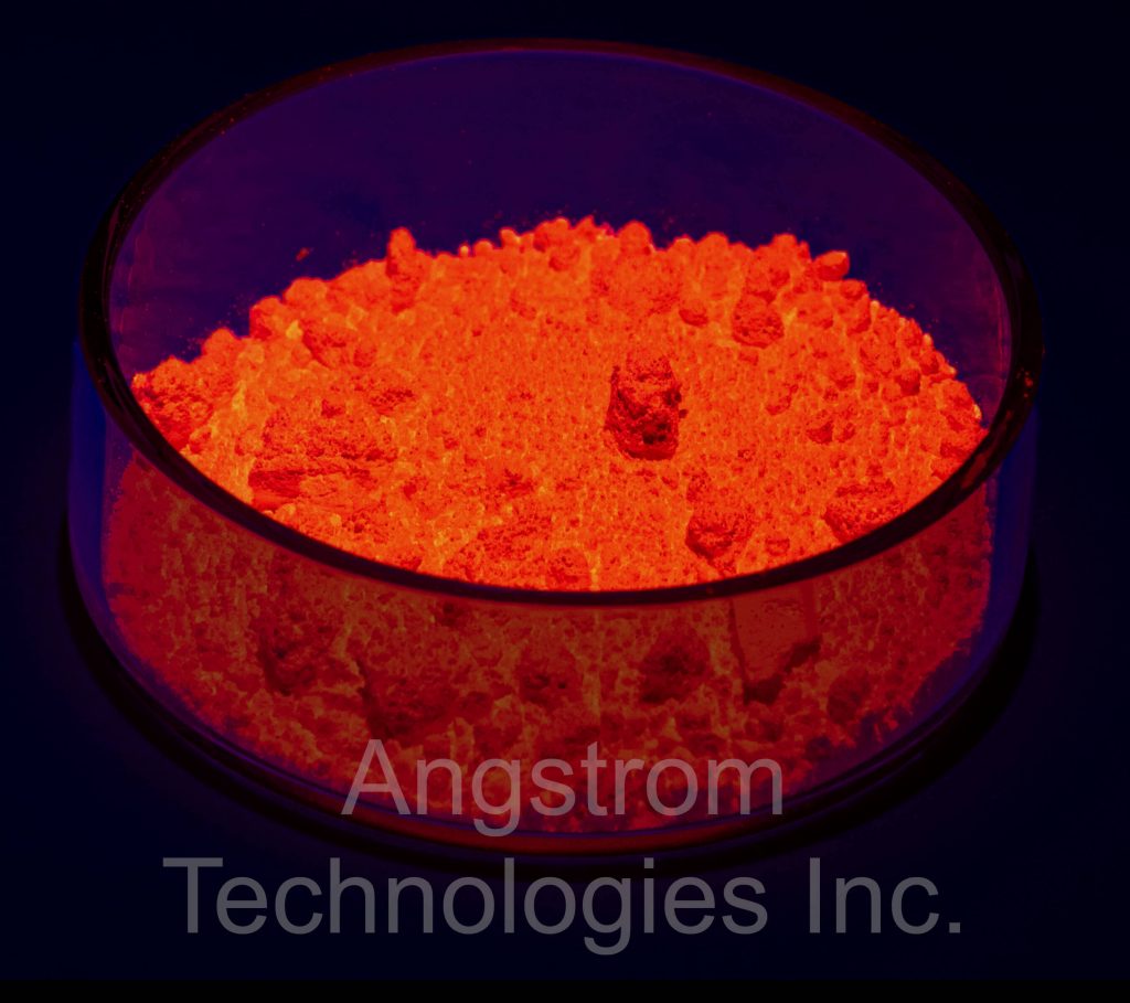 Neon orange powder in UV light