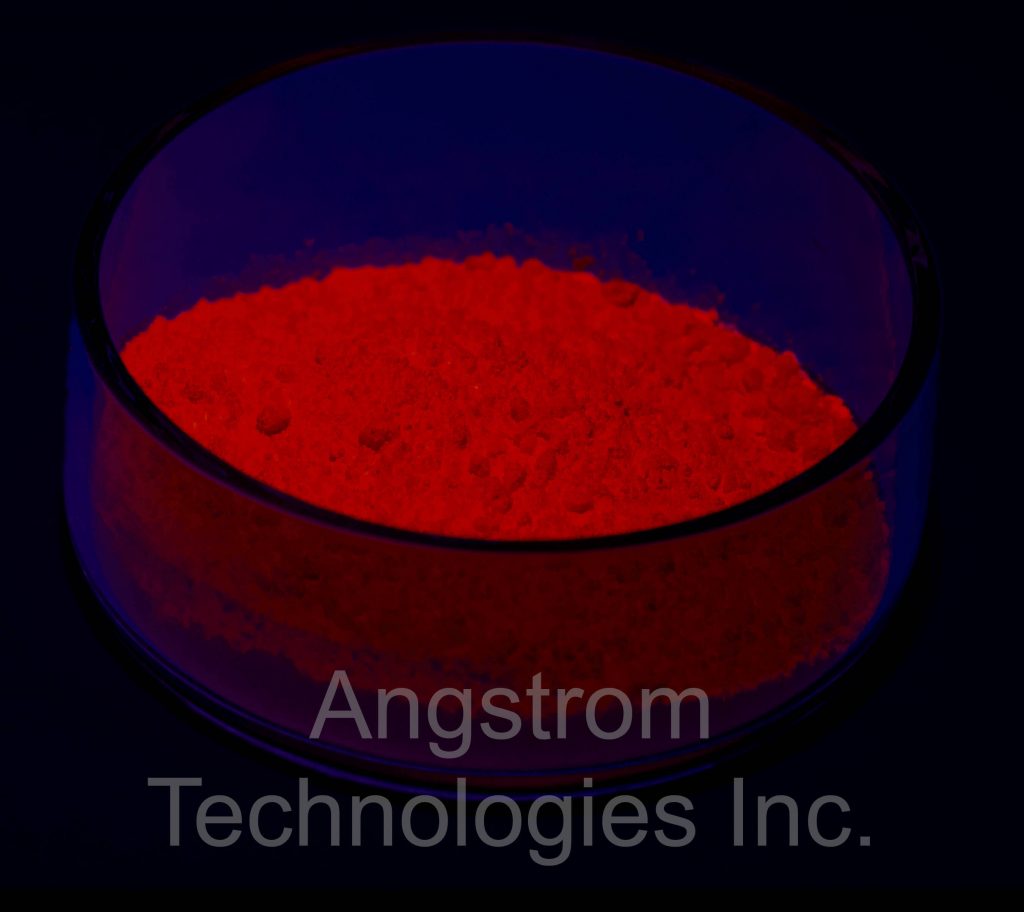Dark red powder in UV light