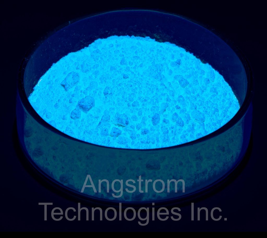 Light blue powder in UV light
