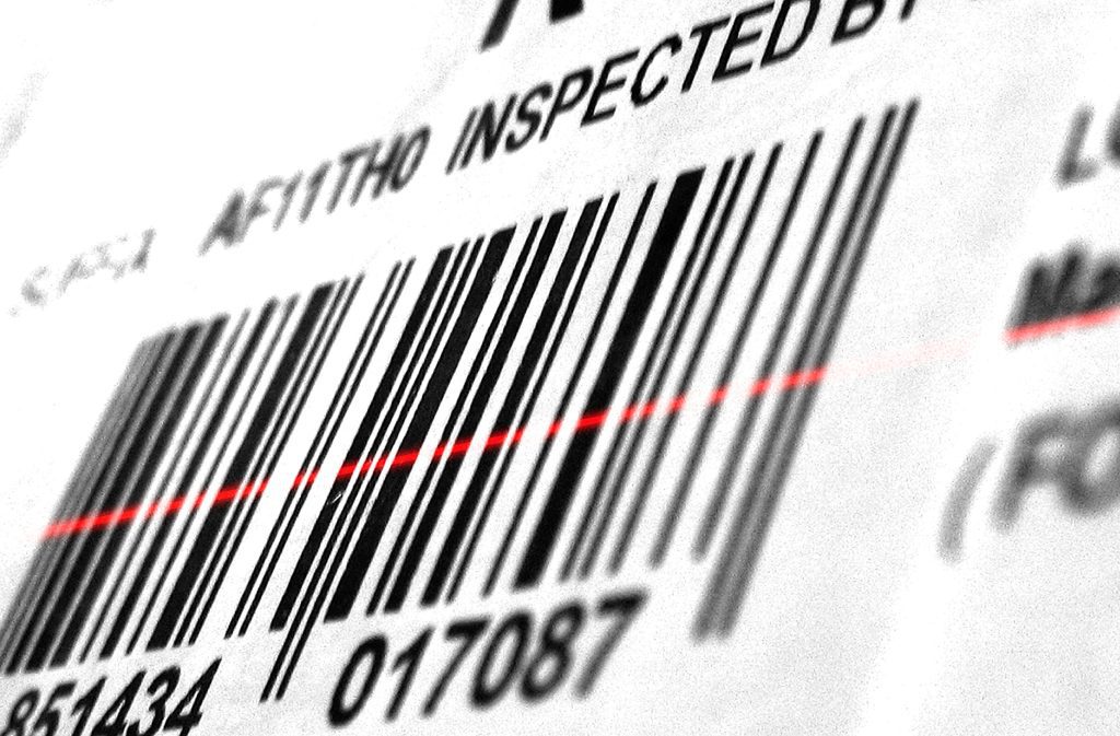 Illustration of barcodes with laser scanning